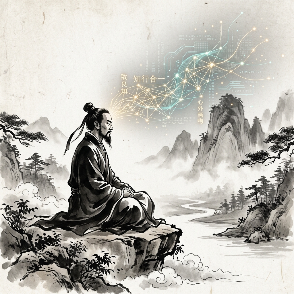 王陽明 AI 賽博水墨主視覺